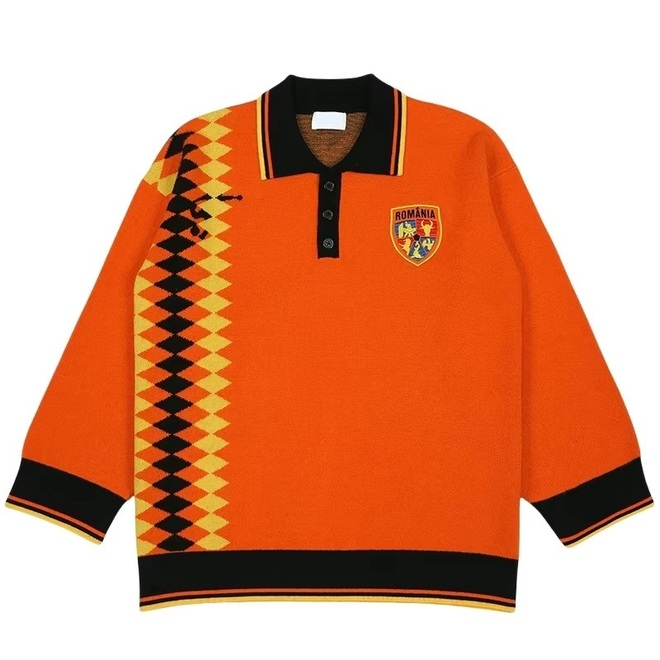 Mens Winter Casual Pullover Football Polo Knitwear Jersey