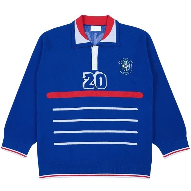 Mens Winter Casual Pullover Football Polo Knitwear Jersey