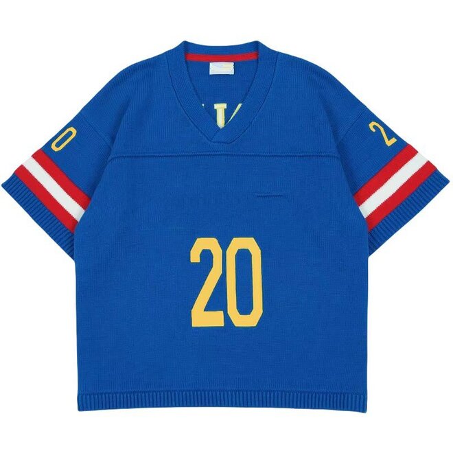 Pullover Short Sleeve Football V Neck Knitwear Jerseys