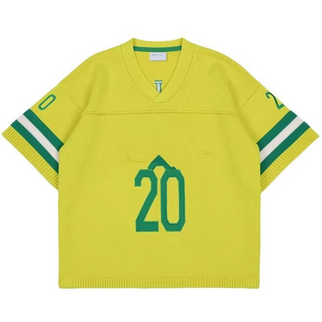 Pullover Short Sleeve Football V Neck Knitwear Jerseys