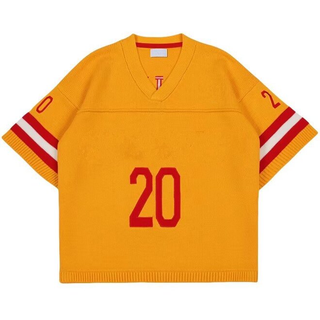 Pullover Short Sleeve Football V Neck Knitwear Jerseys