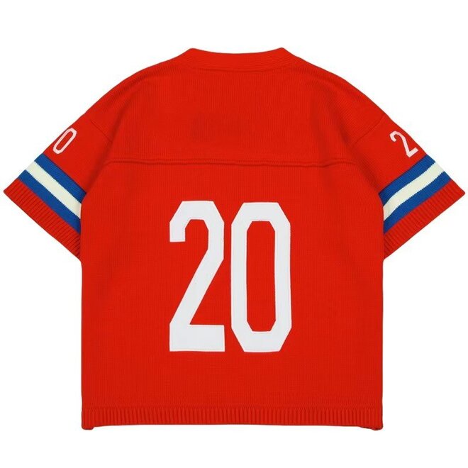 Pullover Short Sleeve Football V Neck Knitwear Jerseys