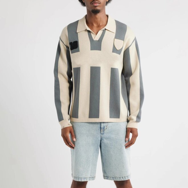 Long Sleeve Anti Wrinkle Striped Polo Soccer Jersey