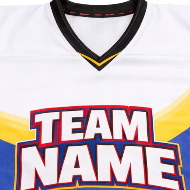 Ice Hockey Jersey Blue Yellow Red Teamname Hockey Uniform
