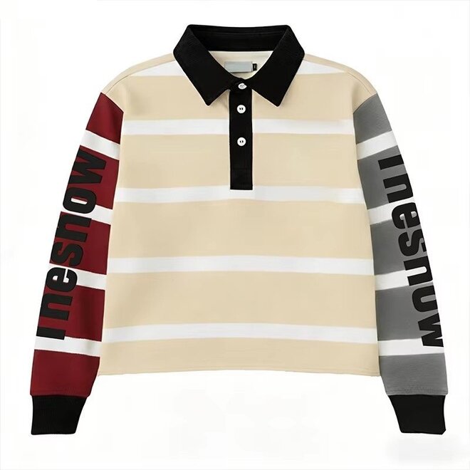 Colorblock Rugby Polo Deconstructed Striped Long Sleeve Jersey